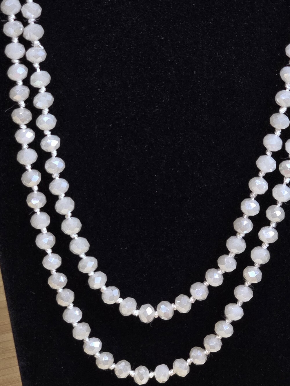 Layered White Faceted Bead Necklace — Women’s Jewelry